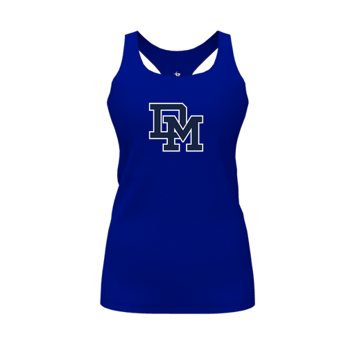 [CUS-DFW-RCBK-PER-RYL-FYS-LOGO2] Racerback Tank Top (Female Youth S, Royal, Logo 2)