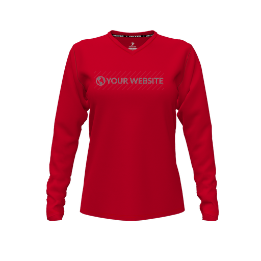 [FTLVCFRD-FYXS-LOGO3] Comfort T-Shirt (Female Youth XS, Red, V Neck, Logo 3, Long Sleeve)