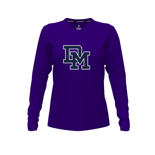 [CUS-DFW-TEES-PER-VNK-LSL-PUR-FYXS-LOGO2] Performance T-Shirt (Female Youth XS, Purple, V Neck, Logo 2, Long Sleeve)